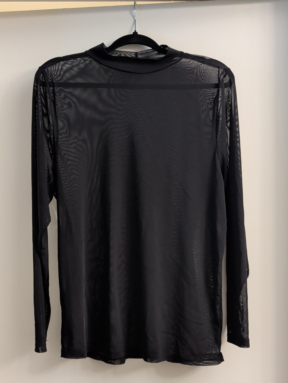 Torrid Black Mesh Sheer Mock Neck Long-Sleeve Top
